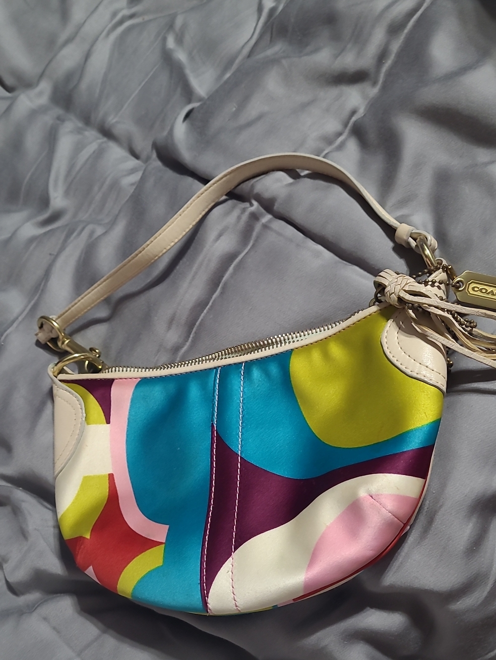 RARE *** VINTAGE Y2K COACH Multicolor Abstract Print Mini Hobo